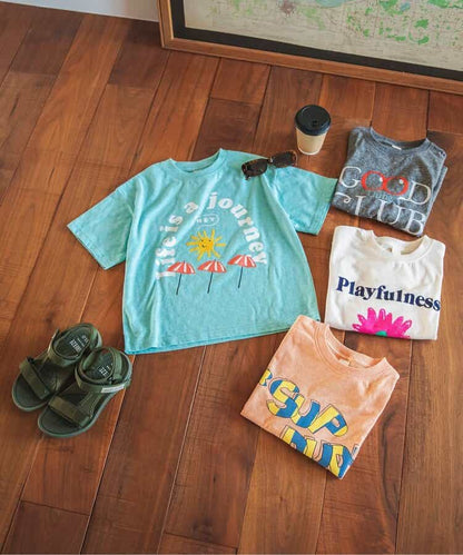 BREEZE Japanese children's clothing holiday style printed tops 80-150cm boys/girls summer TOPS 