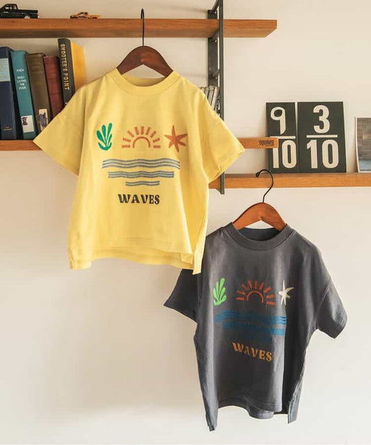 BREEZE Japanese Kids' Vacation Style Embroidered Tops (80-140cm) for Boys and Girls Summer PANTS 