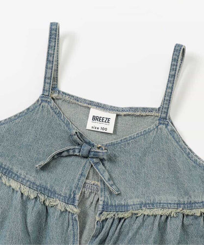 Japanese children's clothing BREEZE suspender denim top two-piece set 80-140cm girls summer TOPS 