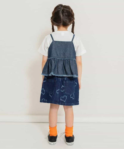 Japanese children's clothing BREEZE suspender denim top two-piece set 80-140cm girls summer TOPS 