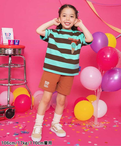 Japanese children's clothing BREEZE x Baskin-Robbins fur ice cream top 80-140cm boys/girls summer TOPS 