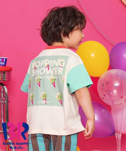 BREEZE x Baskin-Robbins Japanese Kids' Clothing: Ice Cream Print Tops (80-140cm) for Boys and Girls (Summer) 