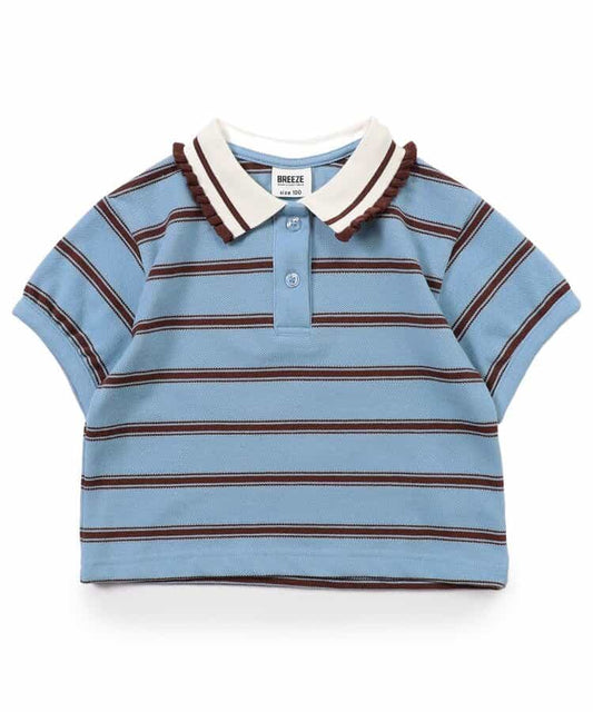 Japanese children's clothing BREEZE lace polo collar top 80-140cm girls summer TOPS 