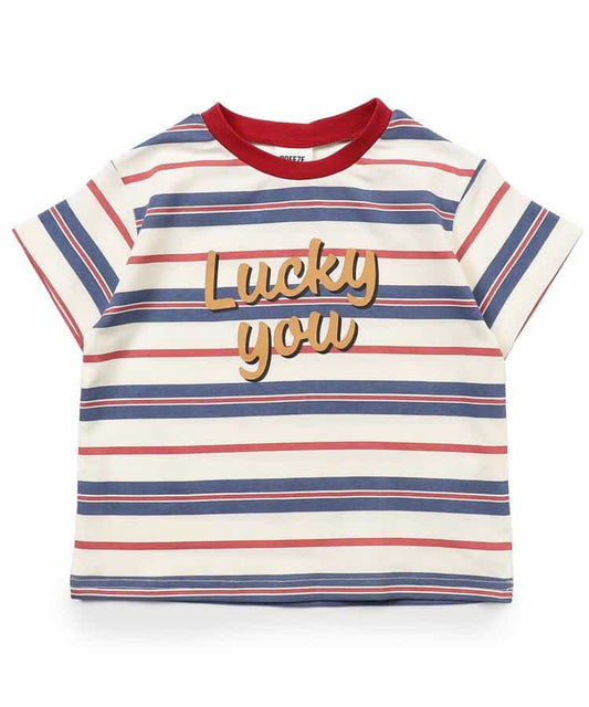 Japanese children's clothing BREEZE striped print top 80-140cm boys/girls summer TOPS 