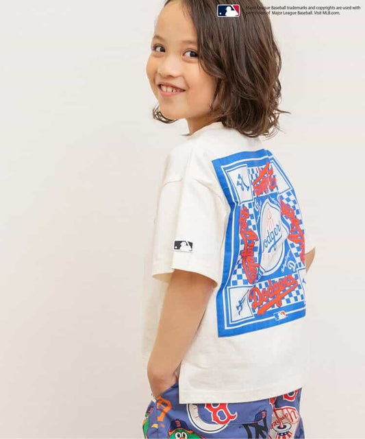 Japanese children's clothing BREEZE x MLB printed top 80-140cm boys' summer TOPS 