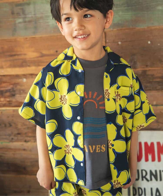 Japanese children's clothing BREEZE quick-drying vacation style shirt 80-140cm boys/girls summer TOPS 