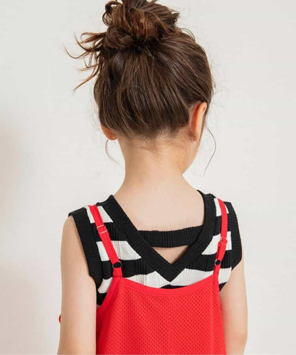 Japanese children's clothing BREEZE lace striped vest 80-140cm girls' newborn baby summer TOPS 