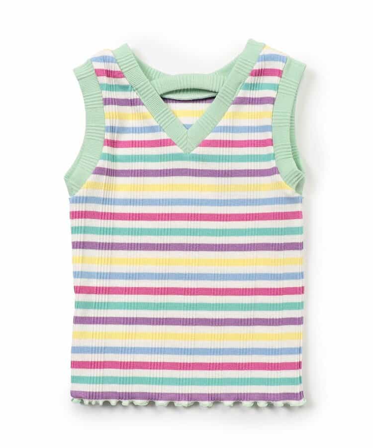 Japanese children's clothing BREEZE lace striped vest 80-140cm girls' newborn baby summer TOPS 