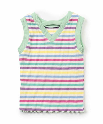 Japanese children's clothing BREEZE lace striped vest 80-140cm girls' newborn baby summer TOPS 