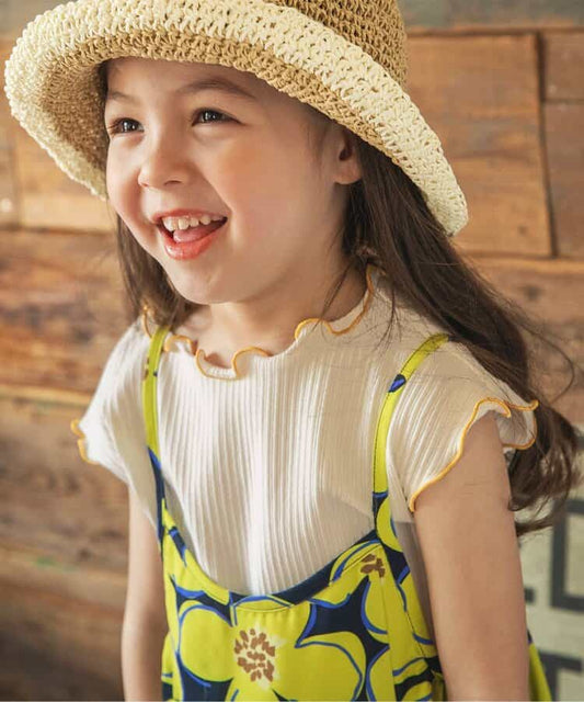Japanese children's clothing BREEZE soft ribbed vest 80-140cm girls summer TOPS 