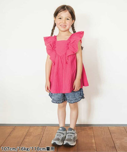 Japanese children's clothing BREEZE small flying sleeve top 80-140cm girls summer TOPS 