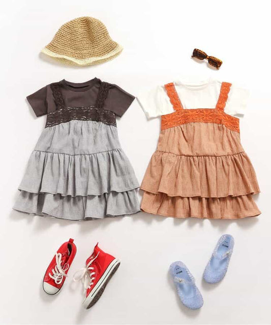 BREEZE Japanese Children's Clothing Tops and Sling Dresses 80-140cm Girls Summer TOPS DRESSES 