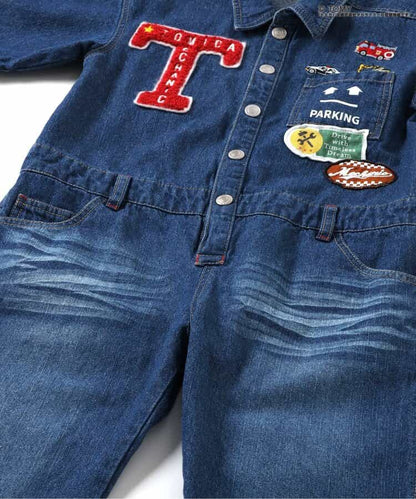 BREEZE x TOMICA Denim Overalls (90-120cm) for Boys (Summer Jumpsuit) 