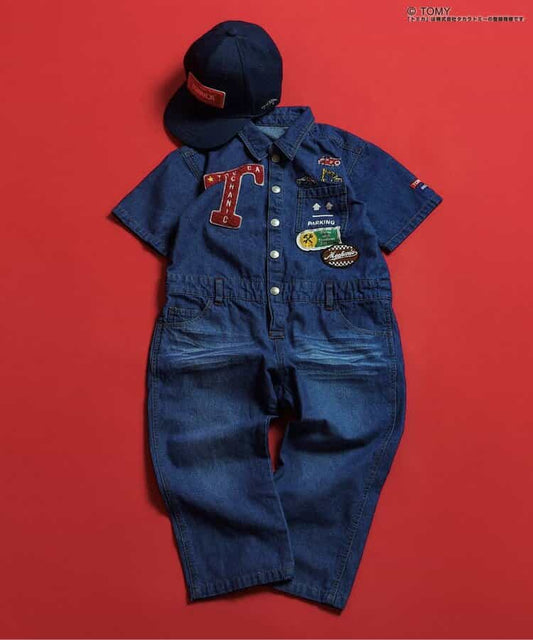 BREEZE x TOMICA Denim Overalls (90-120cm) for Boys (Summer Jumpsuit) 