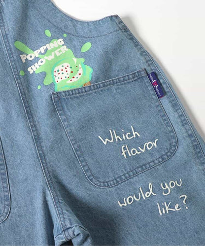 BREEZE x Baskin-Robbins Denim Overalls (80-130cm) for Boys and Girls (Summer Jumpsuit) 