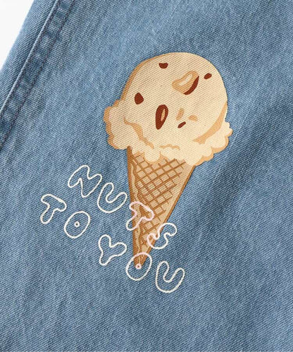 BREEZE x Baskin-Robbins Denim Overalls (80-130cm) for Boys and Girls (Summer Jumpsuit) 