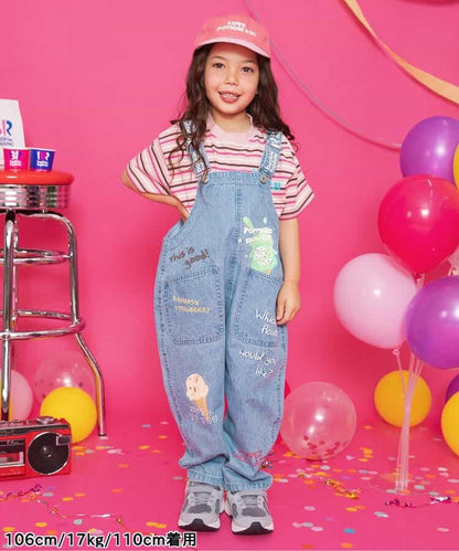 BREEZE x Baskin-Robbins Denim Overalls (80-130cm) for Boys and Girls (Summer Jumpsuit) 
