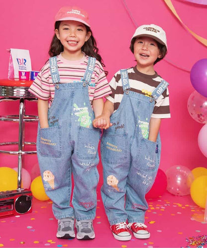 BREEZE x Baskin-Robbins Denim Overalls (80-130cm) for Boys and Girls (Summer Jumpsuit) 