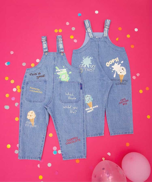 BREEZE x Baskin-Robbins Denim Overalls (80-130cm) for Boys and Girls (Summer Jumpsuit) 