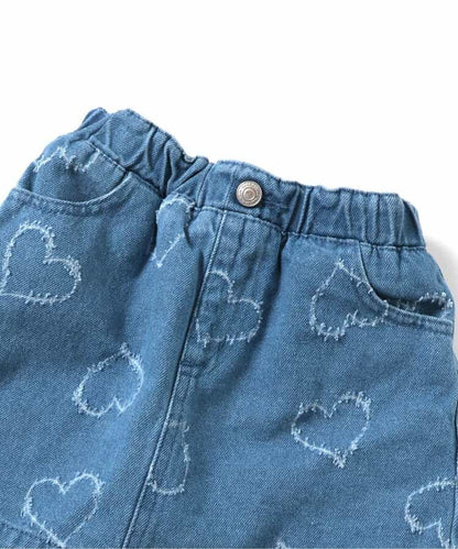 Japanese children's clothing BREEZE heart-shaped denim skirt 80-140cm girls summer SKIRTS 