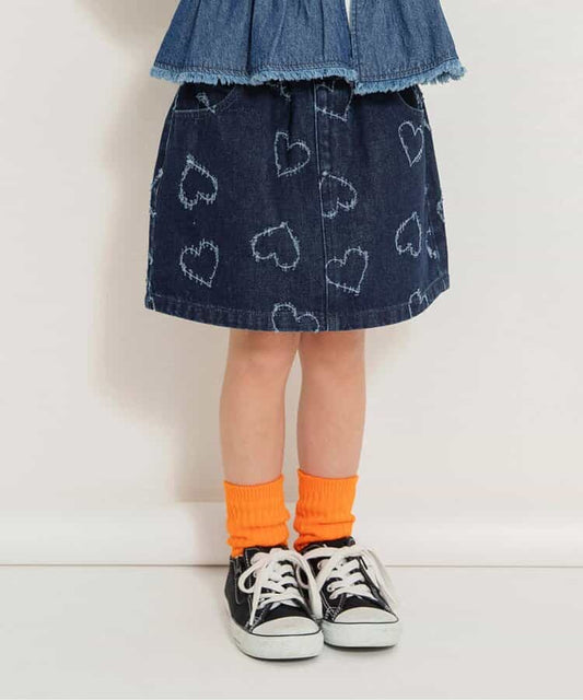 Japanese children's clothing BREEZE heart-shaped denim skirt 80-140cm girls summer SKIRTS 