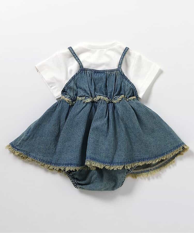 BREEZE Top and Denim Jumpsuit 2-Piece Set (70-80cm) for Girls (Summer Jumpsuit for Newborns) 