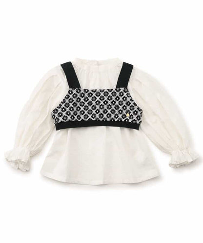 日本童裝 BREEZE 提花吊帶上衣兩件套裝 80-140cm 女童款 秋季 TOPS