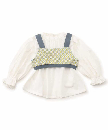 日本童裝 BREEZE 提花吊帶上衣兩件套裝 80-140cm 女童款 秋季 TOPS