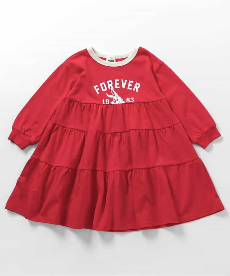 日本童裝 BREEZE 學院風分層連身裙 80-140cm 女童款 秋季 DRESSES 聖誕紅/新年紅