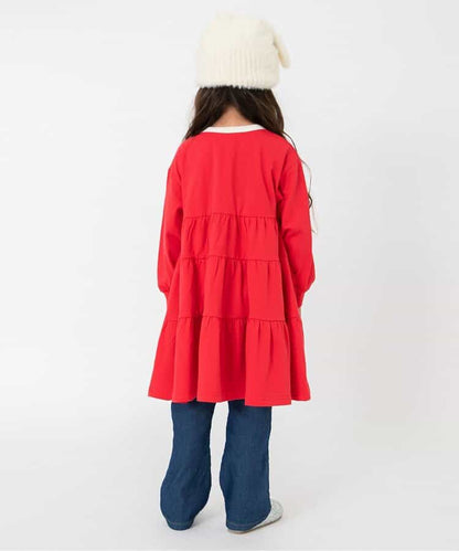 日本童裝 BREEZE 學院風分層連身裙 80-140cm 女童款 秋季 DRESSES 聖誕紅/新年紅