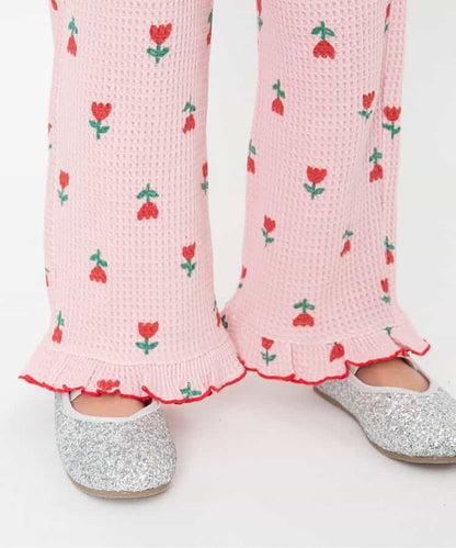 日本童裝 BREEZE 華夫格花邊長褲 80-140cm 女童款 秋季 PANTS