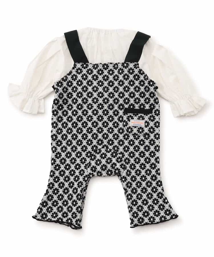 日本童裝 BREEZE 提花假兩件連衣 70-80cm 女童款 初生嬰兒 秋季 Jumpsuit