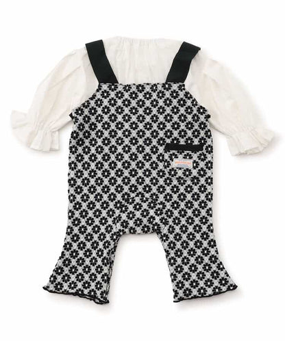 日本童裝 BREEZE 提花假兩件連衣 70-80cm 女童款 初生嬰兒 秋季 Jumpsuit