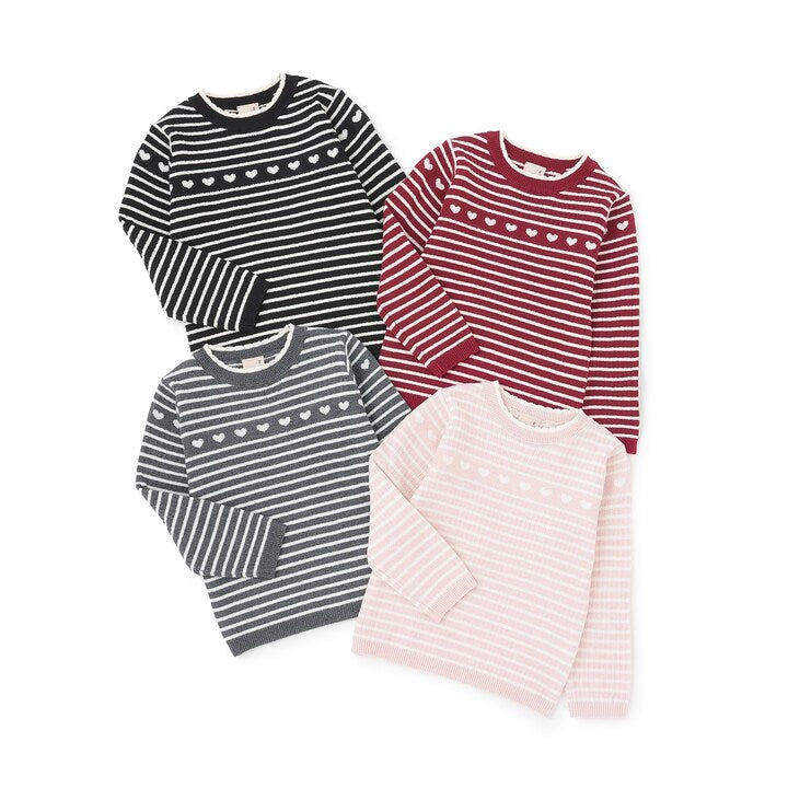 日本童裝 pe#main 心型羅紋針織毛衣 80-130cm 女童款 秋季 TOPS 聖誕紅/新年紅