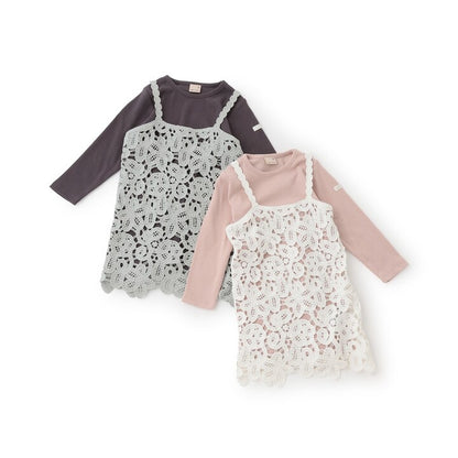 日本童裝 pe#main 蕾絲吊帶裙兩件裝 80-130cm 女童款 秋季 DRESSES