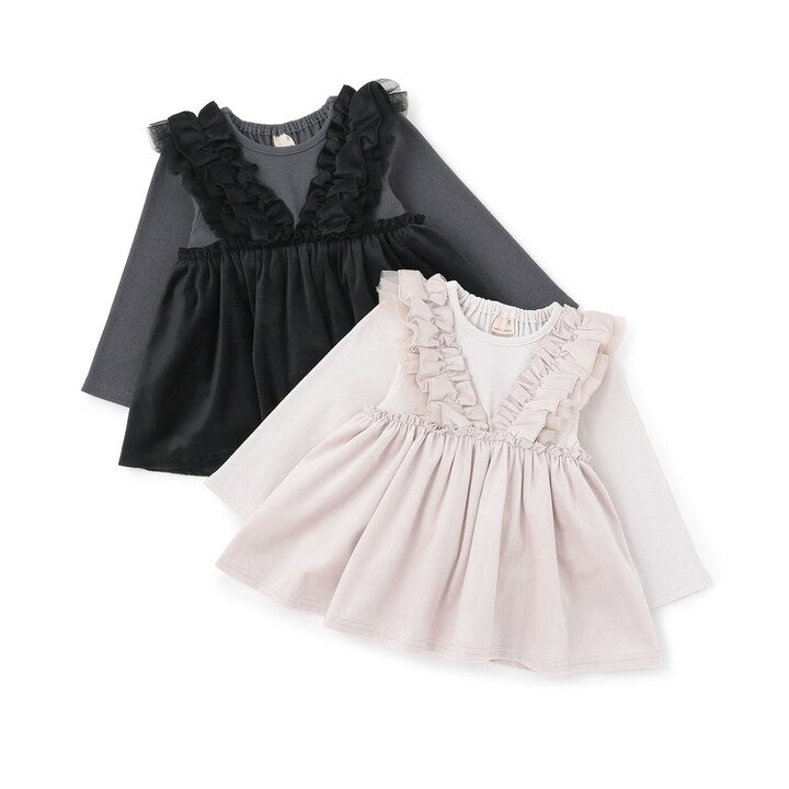 日本童裝 pe#main 拼邊花邊上衣 80-130cm 女童款 秋季 TOPS