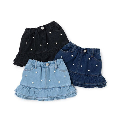 日本童裝 pe#main 花邊牛仔短裙 80-130cm 女童款 秋季 SKIRTS