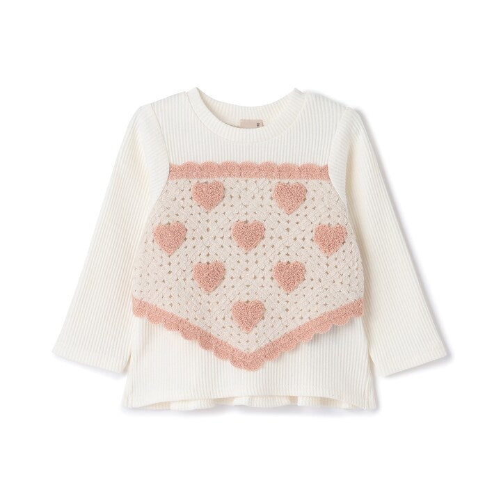 日本童裝 pe#main 鉤針編織拼接長袖上衣 80-130cm 女童款 秋季 TOPS