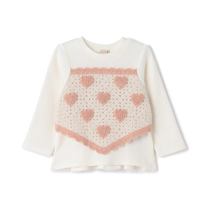 日本童裝 pe#main 鉤針編織拼接長袖上衣 80-130cm 女童款 秋季 TOPS