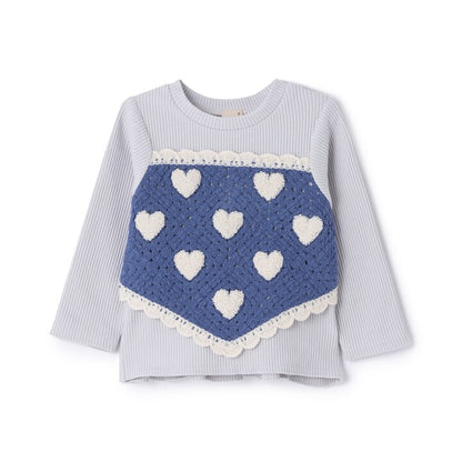 日本童裝 pe#main 鉤針編織拼接長袖上衣 80-130cm 女童款 秋季 TOPS