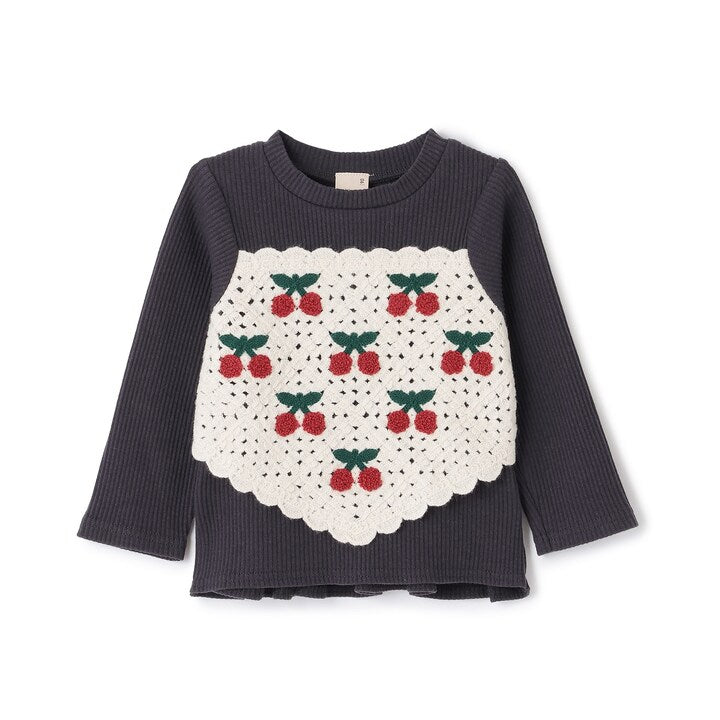 日本童裝 pe#main 鉤針編織拼接長袖上衣 80-130cm 女童款 秋季 TOPS