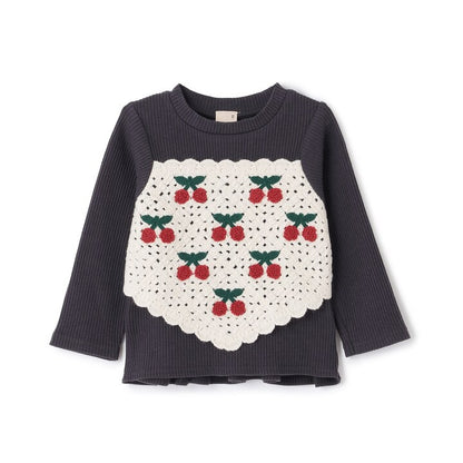 日本童裝 pe#main 鉤針編織拼接長袖上衣 80-130cm 女童款 秋季 TOPS