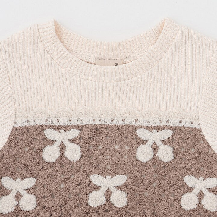 日本童裝 pe#main 鉤針編織拼接長袖上衣 80-130cm 女童款 秋季 TOPS