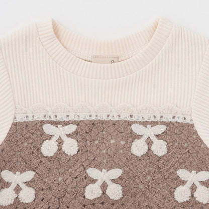 日本童裝 pe#main 鉤針編織拼接長袖上衣 80-130cm 女童款 秋季 TOPS