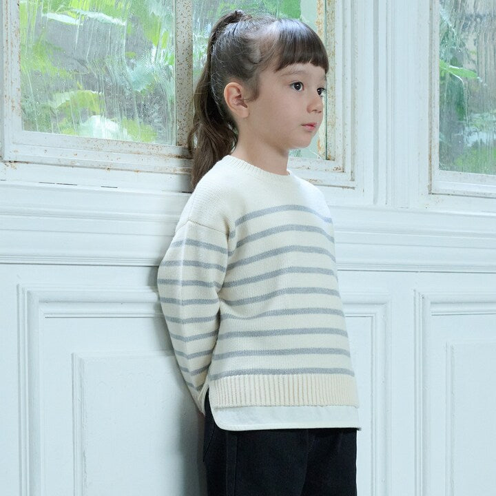 日本童裝 pe#main 假兩件條紋針織毛衣 80-130cm 男童款/女童款 冬季 TOPS