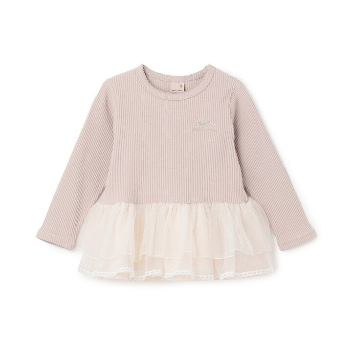 日本童裝 pe#main 薄紗花邊長袖上衣 80-130cm 女童款 秋季 TOPS