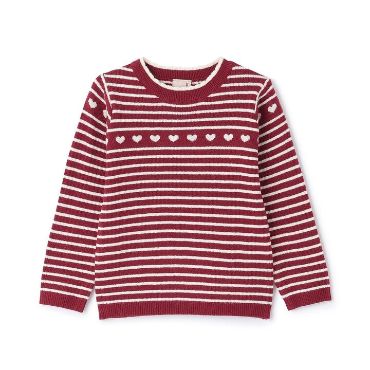 日本童裝 pe#main 心型羅紋針織毛衣 80-130cm 女童款 秋季 TOPS 聖誕紅/新年紅