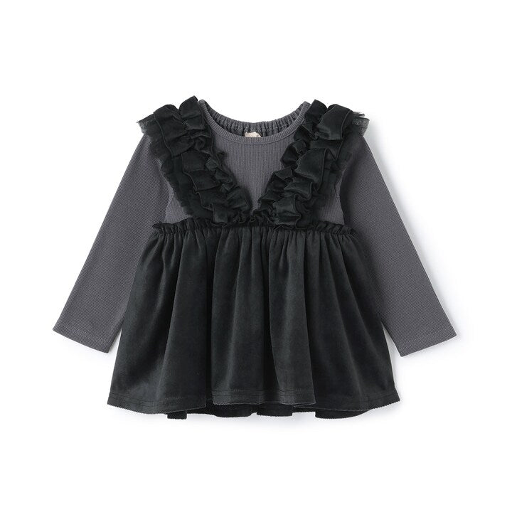 日本童裝 pe#main 拼邊花邊上衣 80-130cm 女童款 秋季 TOPS