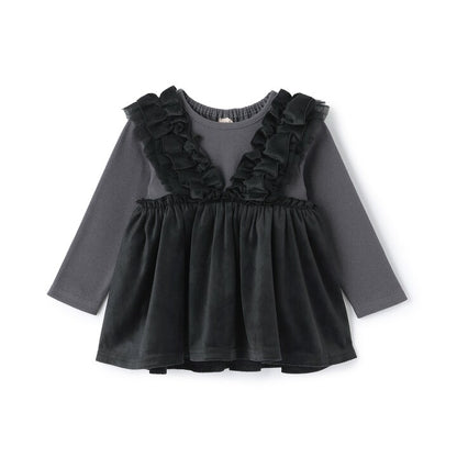 日本童裝 pe#main 拼邊花邊上衣 80-130cm 女童款 秋季 TOPS