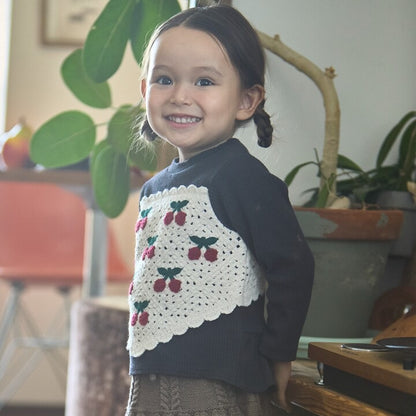 日本童裝 pe#main 鉤針編織拼接長袖上衣 80-130cm 女童款 秋季 TOPS